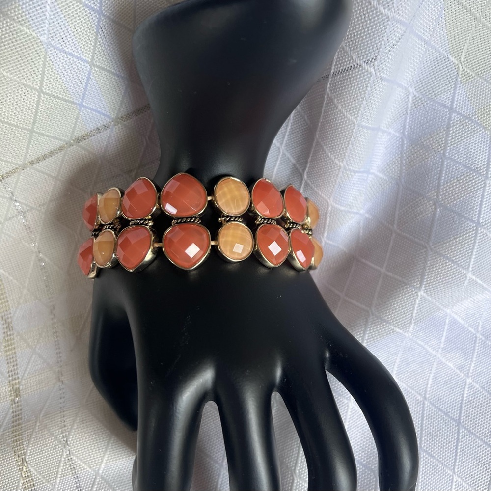 Elegant Coral and Peach Colors  Bracelet, Stretchy Bracelet